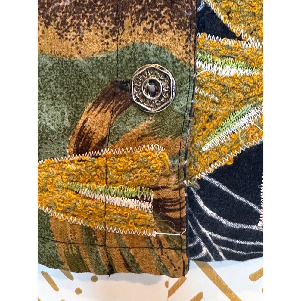 Vintage Chico's Vest S Embroidered Floral‎ Patchwork Boho Art Wear Hippie Artsy - Picture 3 of 10